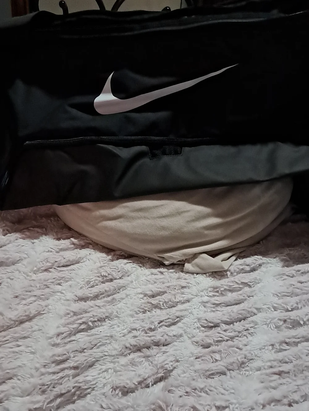 Nike Black Duffel Bag with White Swoosh Logo